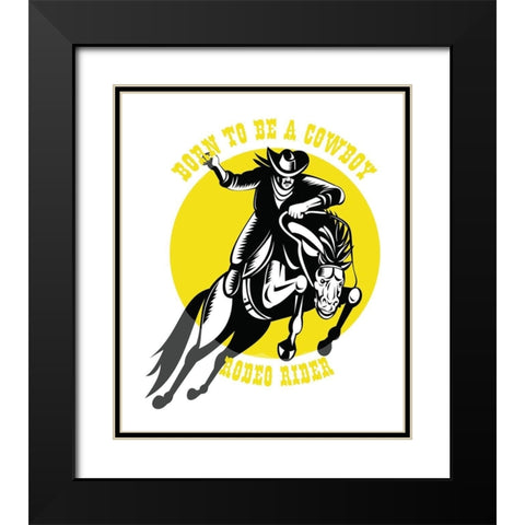 Born to Be a Cowboy Rodeo Rider 2 Black Modern Wood Framed Art Print with Double Matting by Lavoie, Tina