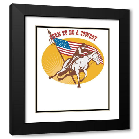 Born To Be A Cowboy Rodeo Black Modern Wood Framed Art Print with Double Matting by Lavoie, Tina