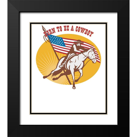 Born To Be A Cowboy Rodeo Black Modern Wood Framed Art Print with Double Matting by Lavoie, Tina