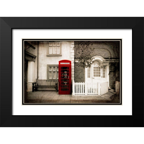 Red Telephone Booth Black Modern Wood Framed Art Print with Double Matting by Lavoie, Tina
