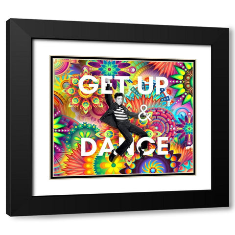 Get Up and Dance Elvis Psychodelic Black Modern Wood Framed Art Print with Double Matting by Mitchell, Tina