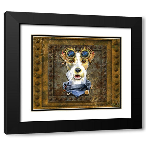 Steampunk Airedale Terrier Black Modern Wood Framed Art Print with Double Matting by Mitchell, Tina
