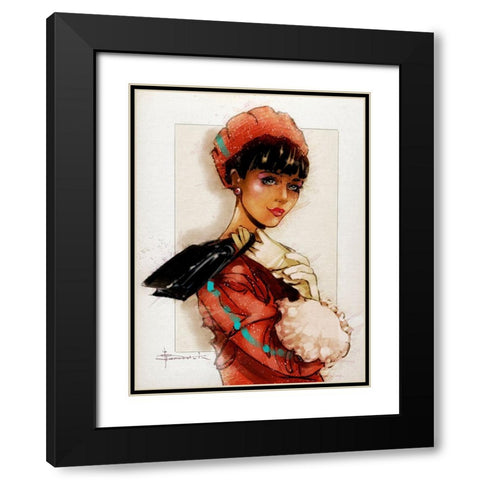 Night Out Black Modern Wood Framed Art Print with Double Matting by TMBorenstein