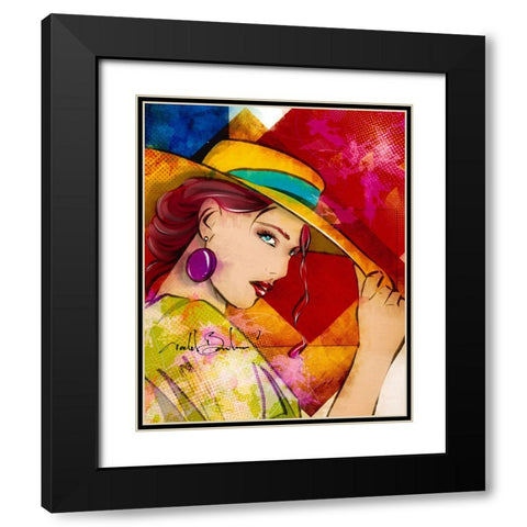 54 Tip Of The Hat Black Modern Wood Framed Art Print with Double Matting by TMBorenstein