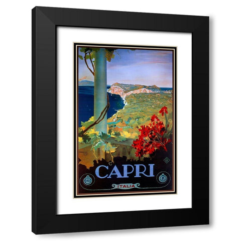 Capri Italia Black Modern Wood Framed Art Print with Double Matting by Vintage Apple Collection