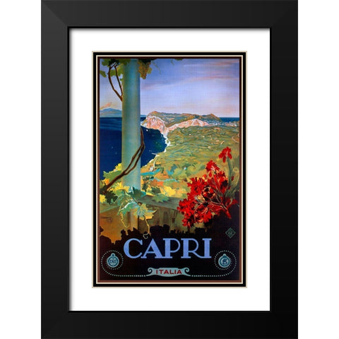 Capri Italia Black Modern Wood Framed Art Print with Double Matting by Vintage Apple Collection