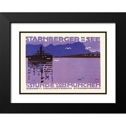 Starnberger See Black Modern Wood Framed Art Print with Double Matting by Vintage Apple Collection