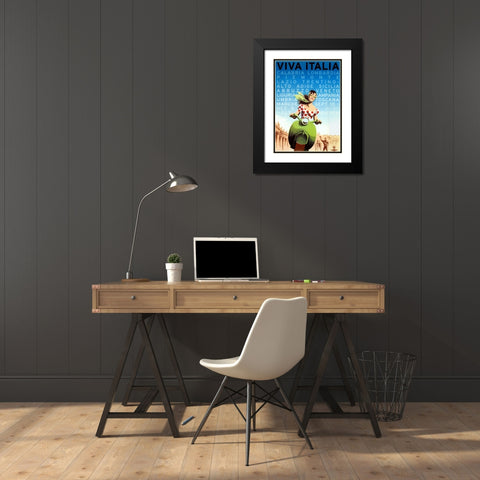 Viva Italia Black Modern Wood Framed Art Print with Double Matting by Vintage Apple Collection