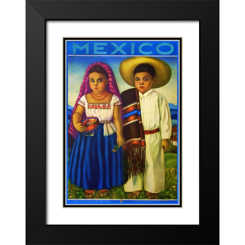 Botero Mexico Black Modern Wood Framed Art Print with Double Matting by Vintage Apple Collection