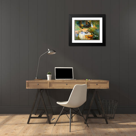 Monet-A Luncheon Black Modern Wood Framed Art Print with Double Matting by Vintage Apple Collection