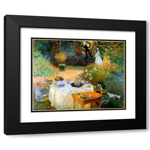 Monet-A Luncheon Black Modern Wood Framed Art Print with Double Matting by Vintage Apple Collection