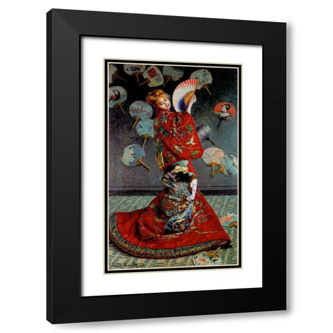 Monet-Japanese Dress Black Modern Wood Framed Art Print with Double Matting by Vintage Apple Collection