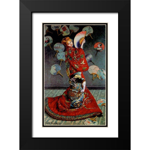 Monet-Japanese Dress Black Modern Wood Framed Art Print with Double Matting by Vintage Apple Collection