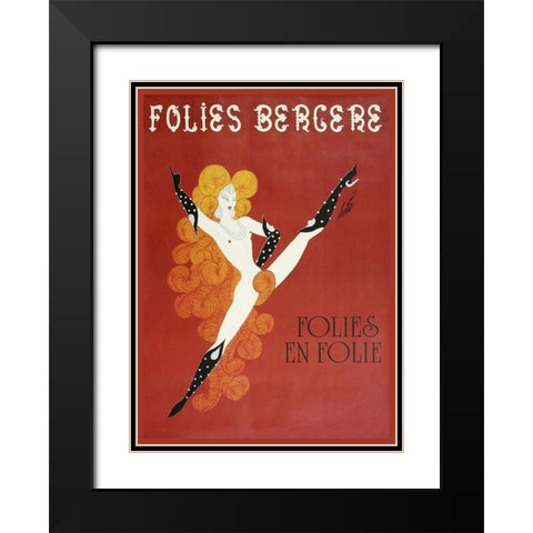 Folies Bergere Risque Black Modern Wood Framed Art Print with Double Matting by Vintage Apple Collection