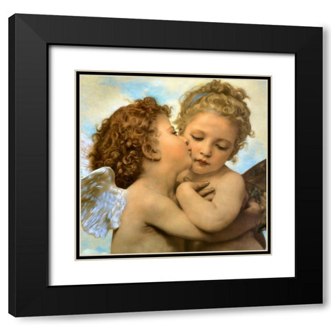 Bouguereau-Angels and cupids Black Modern Wood Framed Art Print with Double Matting by Vintage Apple Collection