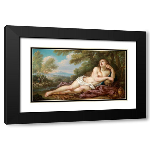 Casali-Magdalene Black Modern Wood Framed Art Print with Double Matting by Vintage Apple Collection