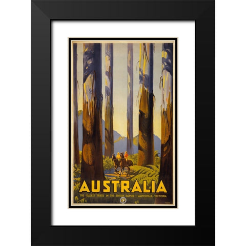 Australia Trees Black Modern Wood Framed Art Print with Double Matting by Vintage Apple Collection