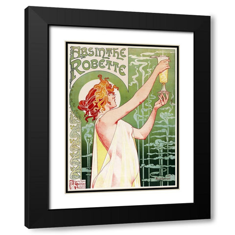 Livemont Absinthe Robette Archival Black Modern Wood Framed Art Print with Double Matting by Vintage Apple Collection