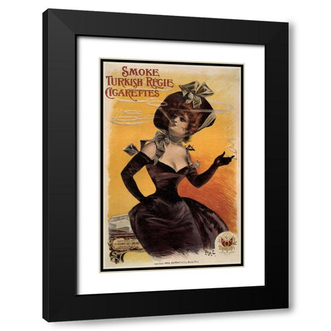 Turkish Regie Cigs France1898 Black Modern Wood Framed Art Print with Double Matting by Vintage Apple Collection