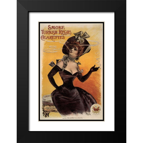 Turkish Regie Cigs France1898 Black Modern Wood Framed Art Print with Double Matting by Vintage Apple Collection
