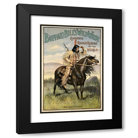 Buffalo Bills Wild West VI Black Modern Wood Framed Art Print with Double Matting by Vintage Apple Collection