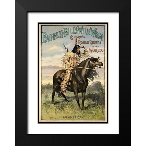 Buffalo Bills Wild West VI Black Modern Wood Framed Art Print with Double Matting by Vintage Apple Collection