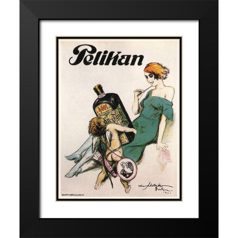 Pelikan Black Modern Wood Framed Art Print with Double Matting by Vintage Apple Collection