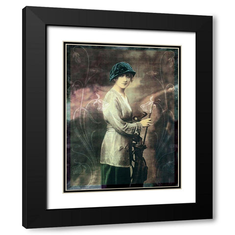 Pretty Golf Girl Black Modern Wood Framed Art Print with Double Matting by Vintage Apple Collection