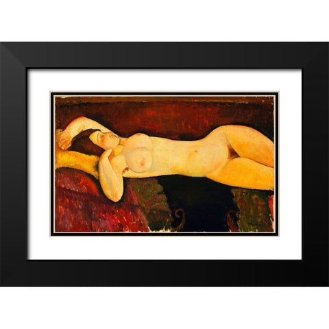 Amedeo Modigliani - Reclining Nude Arch Black Modern Wood Framed Art Print with Double Matting by Vintage Apple Collection