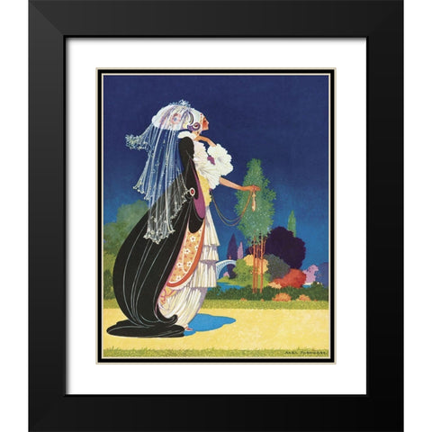 Art Nouveau Veil Black Modern Wood Framed Art Print with Double Matting by Vintage Apple Collection