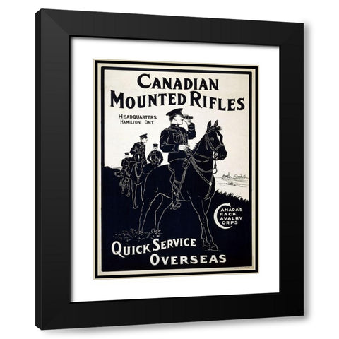 Canadian Mounties Black Modern Wood Framed Art Print with Double Matting by Vintage Apple Collection