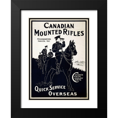 Canadian Mounties Black Modern Wood Framed Art Print with Double Matting by Vintage Apple Collection