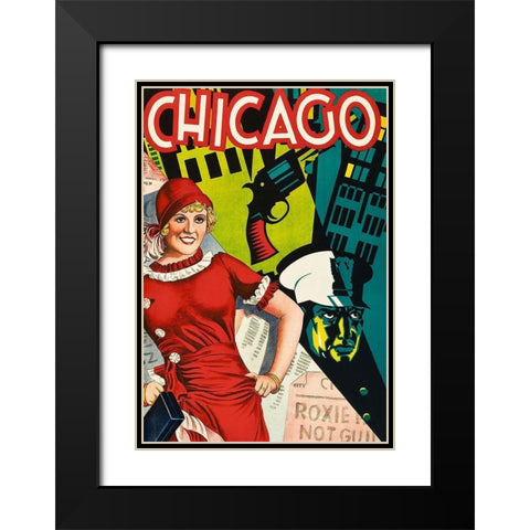 Chicago Red Dress Black Modern Wood Framed Art Print with Double Matting by Vintage Apple Collection