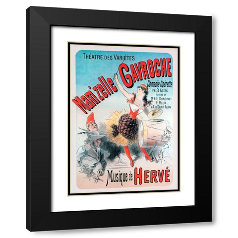 Ent Mamzelle Gavroche Black Modern Wood Framed Art Print with Double Matting by Vintage Apple Collection