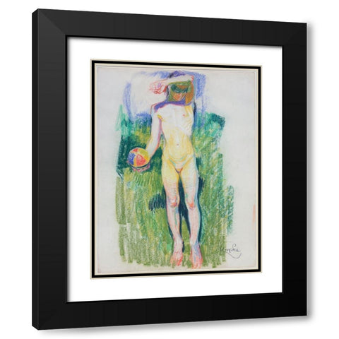 Frantisek Kupka - Girl with a Ball Black Modern Wood Framed Art Print with Double Matting by Vintage Apple Collection