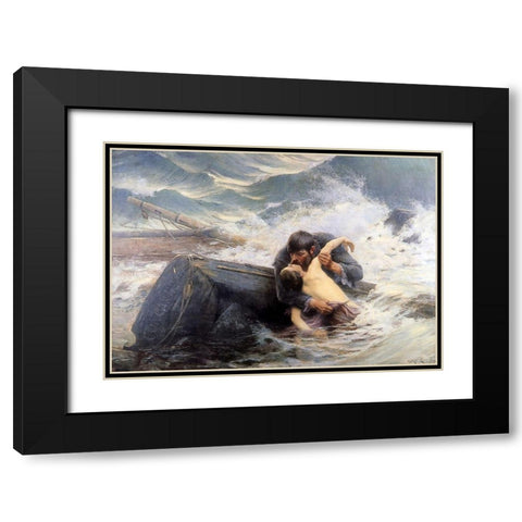 Guillou - Farewell Sun Black Modern Wood Framed Art Print with Double Matting by Vintage Apple Collection