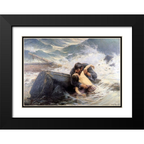 Guillou - Farewell Sun Black Modern Wood Framed Art Print with Double Matting by Vintage Apple Collection