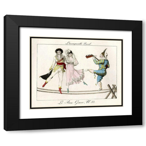 Tightrope Walkers French Black Modern Wood Framed Art Print with Double Matting by Vintage Apple Collection
