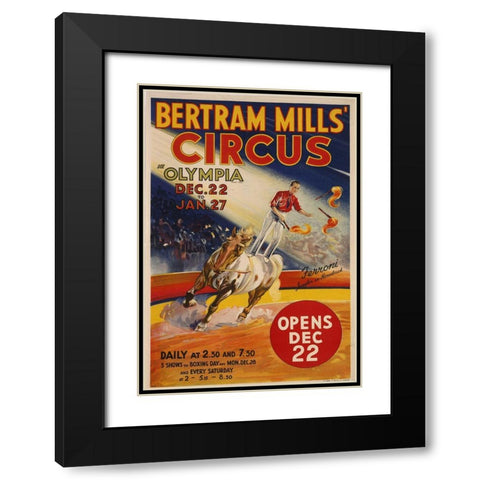 Bertram Mills Circus Black Modern Wood Framed Art Print with Double Matting by Vintage Apple Collection