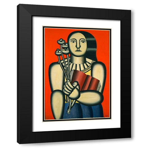 Fernand Léger - Woman with a Book Black Modern Wood Framed Art Print with Double Matting by Vintage Apple Collection