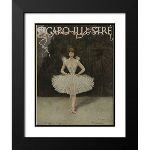 Figaro Illustre Ballerina Black Modern Wood Framed Art Print with Double Matting by Vintage Apple Collection