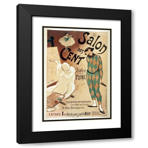 Salon Des Cent Harlequin Black Modern Wood Framed Art Print with Double Matting by Vintage Apple Collection