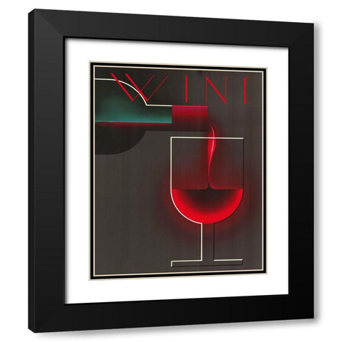 Wine Deco Black Modern Wood Framed Art Print with Double Matting by Vintage Apple Collection