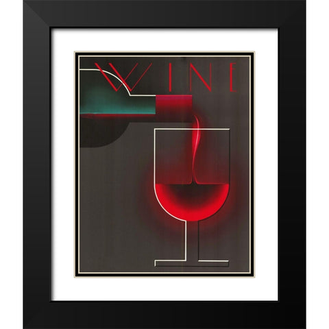 Wine Deco Black Modern Wood Framed Art Print with Double Matting by Vintage Apple Collection