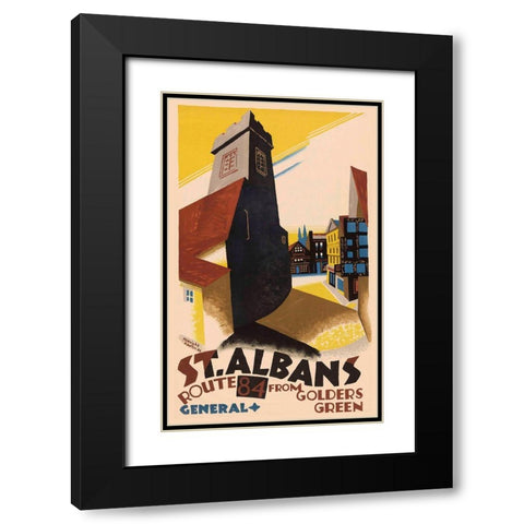 Saint Albans London Black Modern Wood Framed Art Print with Double Matting by Vintage Apple Collection