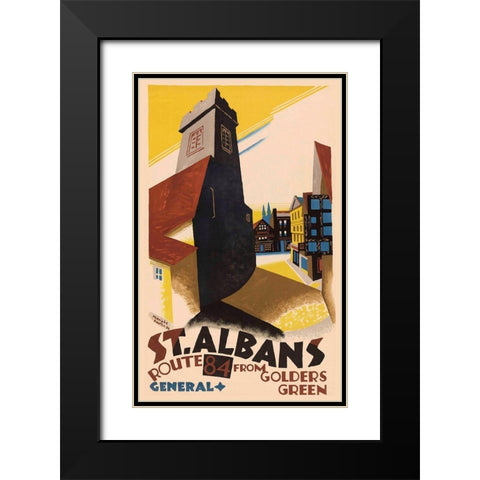 Saint Albans London Black Modern Wood Framed Art Print with Double Matting by Vintage Apple Collection