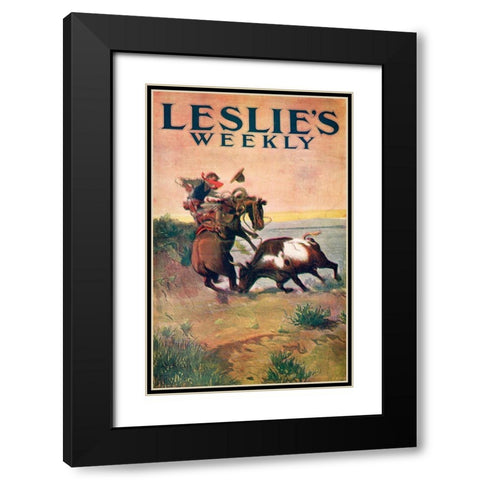 Charles Marion Russell - Leslies Weekly Black Modern Wood Framed Art Print with Double Matting by Vintage Apple Collection