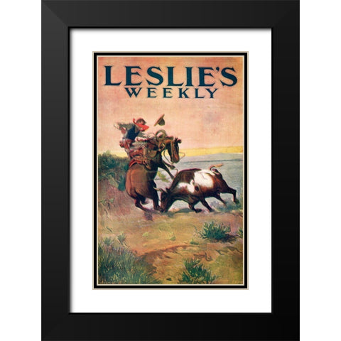 Charles Marion Russell - Leslies Weekly Black Modern Wood Framed Art Print with Double Matting by Vintage Apple Collection