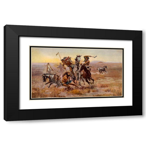 Charles Marion Russell - Souix Blackfeet Black Modern Wood Framed Art Print with Double Matting by Vintage Apple Collection