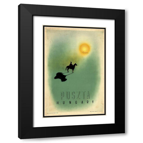Hungary Black Modern Wood Framed Art Print with Double Matting by Vintage Apple Collection